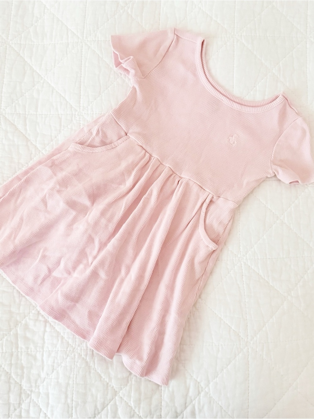 GAP Kids 3T Girls Light Pink Rib-Knit Pocket Dress